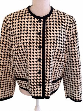 Abe Schrader Vintage Classic Black/Cream Houndstooth Cropped Jacket 16
